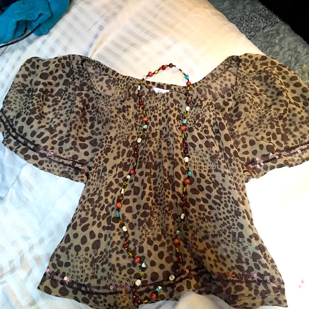 Animal print mid crop Blouse